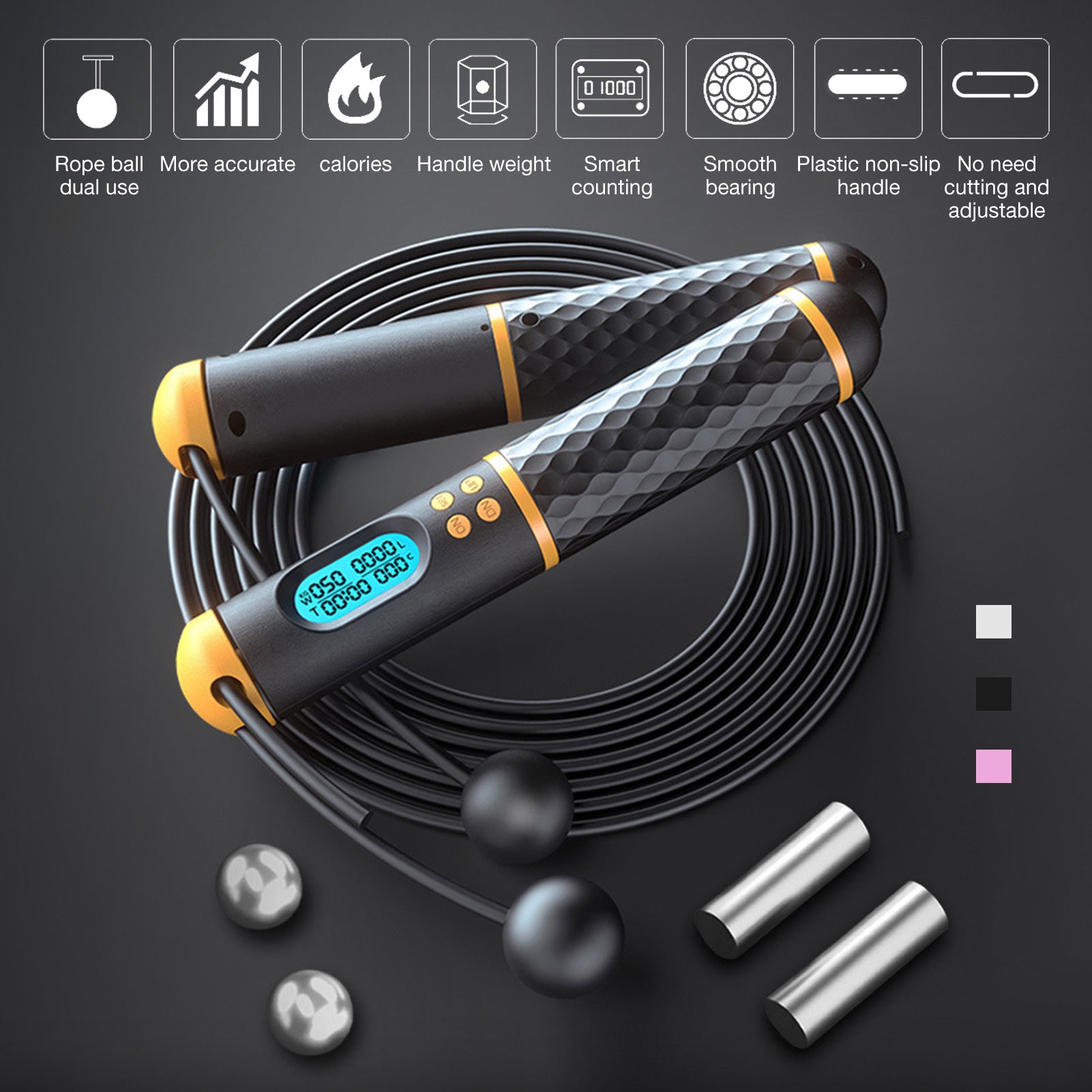 "Ultimate Digital Speed Jump Rope for Effortless Weight Loss and Crossfit Fitness - Adjustable, Cordless, and Professional"