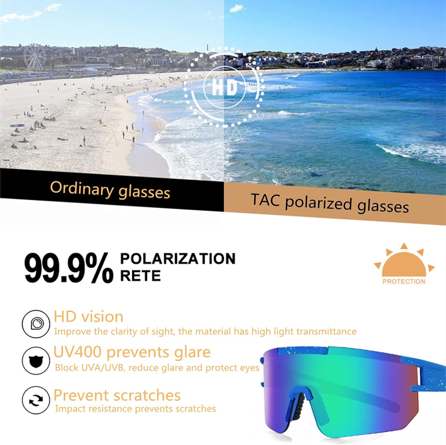 "Ultimate UV Protection Polarized Sunglasses for Women and Men - Perfect for Outdoor Sports and Activities!"