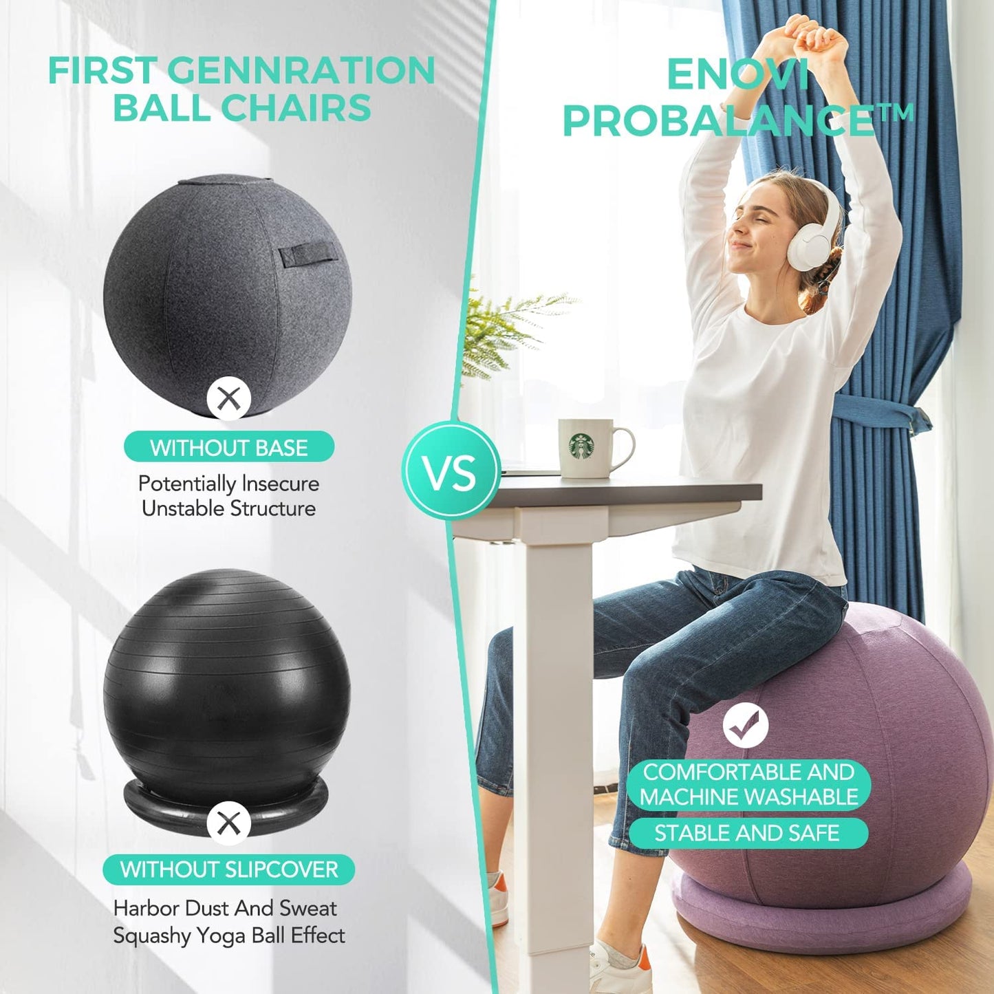 "Experience Ultimate Comfort and Support with the Probalanceω Ball Chair - the Perfect Yoga Ball Chair for Home Office, Birthing & Pregnancy, and Back Pain Relief!"