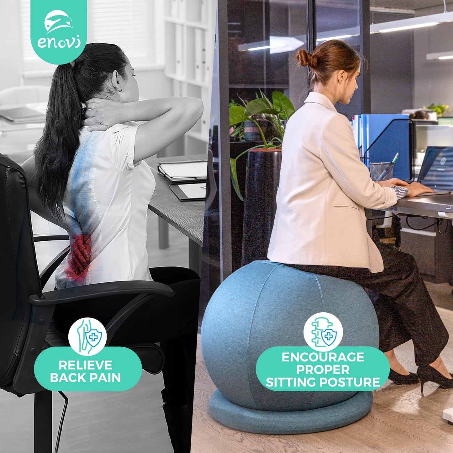 "Experience Ultimate Comfort and Support with the Probalanceω Ball Chair - the Perfect Yoga Ball Chair for Home Office, Birthing & Pregnancy, and Back Pain Relief!"